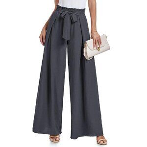 High Waisted Wide Leg Palazzo Pants with Tie Knot and Pockets